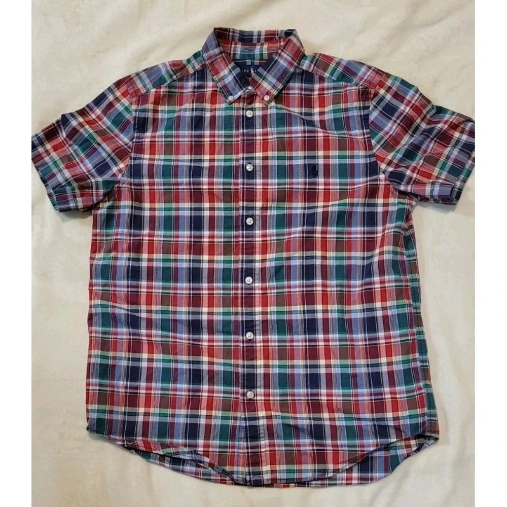 RALPH LAUREN YOUTH BOYS MULTICOLOR SHORT SLEEVE BUTTONDOWN SIZE XL (18-20)